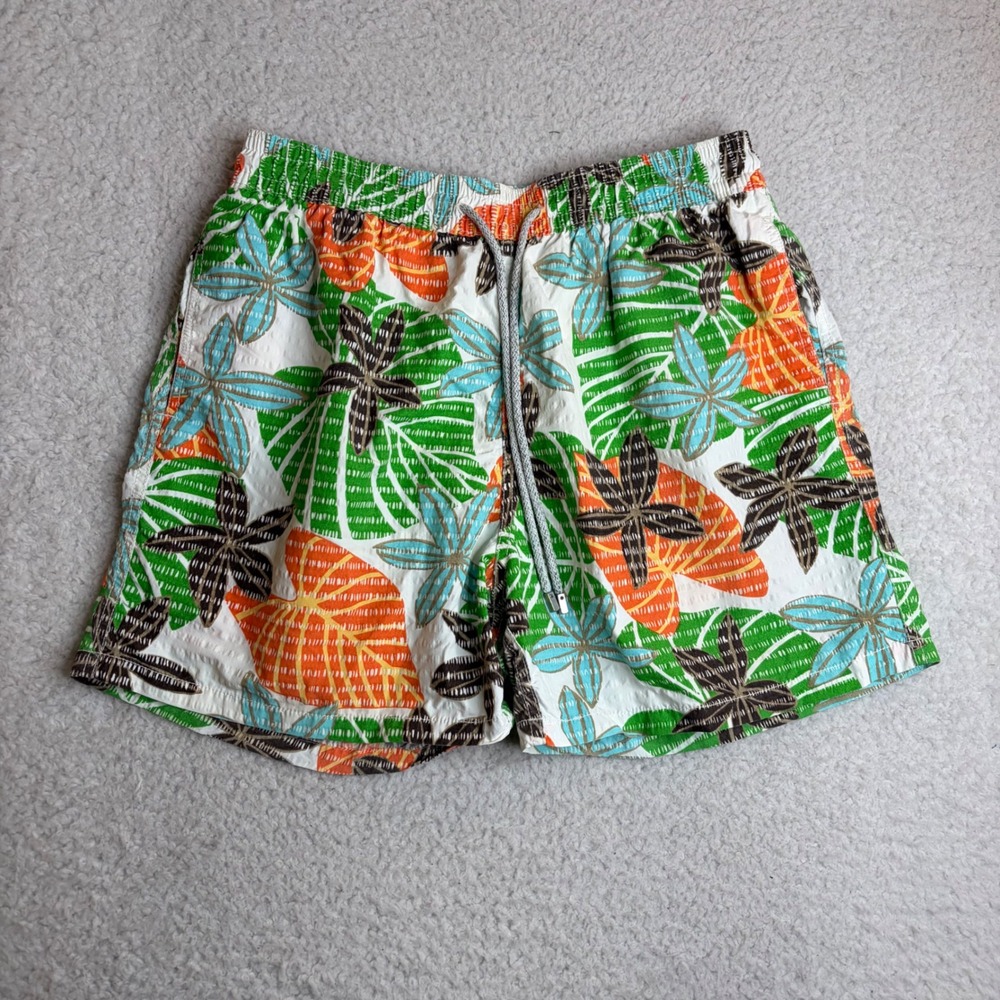Vilebrequin Moorea Swim Trunks XXL Mens Tropical Floral beach Shorts Green
